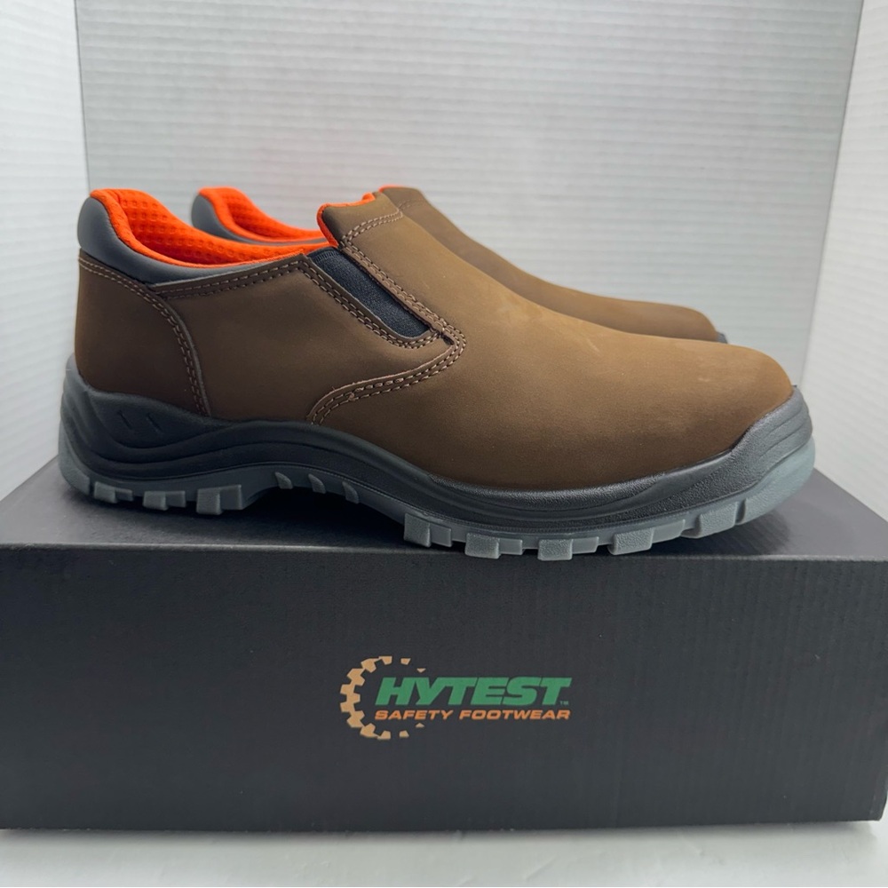 HYTEST K10781 NIB Knox Direct Attach Steel Toe Slip Safety Shoe, Brown, Size 10W